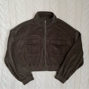 Aerie Cropped Corduroy Zip-up Lightweight Jacket